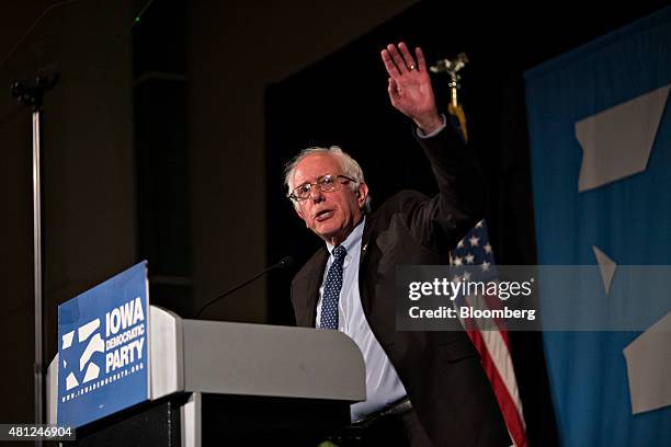 Senator Bernie Sanders, an independent from Vermont and 2016 Democratic presidential candidate, speaks during the Iowa Democratic Party Hall of Fame...