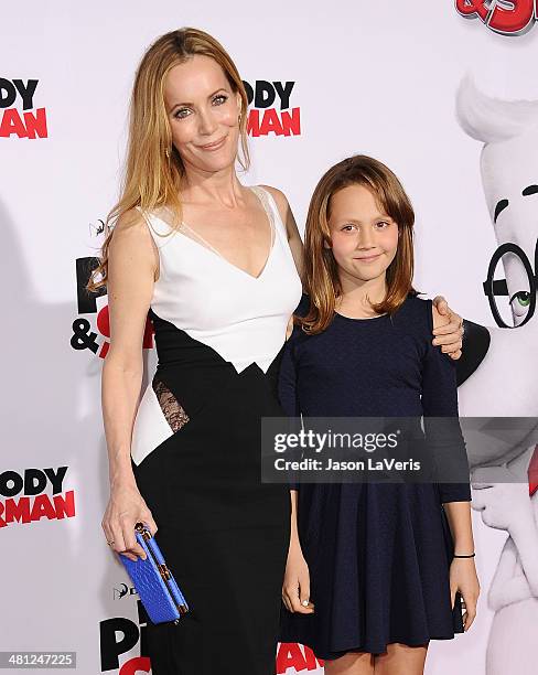 Actresses Leslie Mann and Iris Apatow attend the premiere of "Mr. Peabody & Sherman" at Regency Village Theatre on March 5, 2014 in Westwood,...