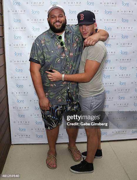 Actor Daniel Franzese and Joseph Bradley Phillips attend a celebrity pool party for Alvarez Plastic Surgery at Bare Pool Lounge at The Mirage Hotel &...
