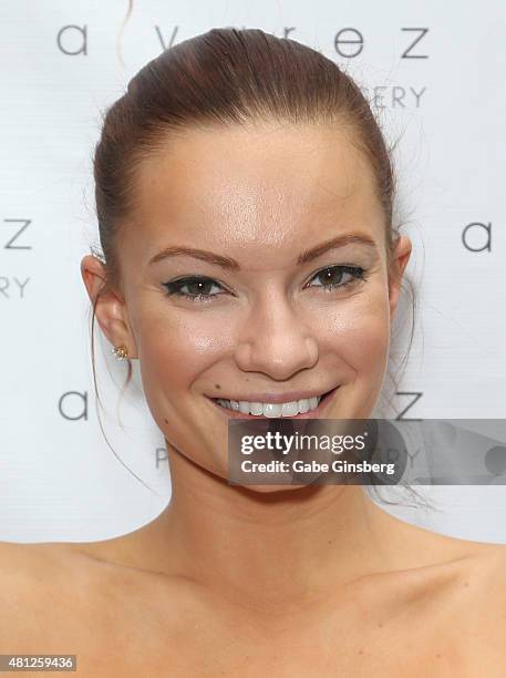 Model Caitlin O'Connor attends a celebrity pool party for Alvarez Plastic Surgery at Bare Pool Lounge at The Mirage Hotel & Casino on July 18, 2015...