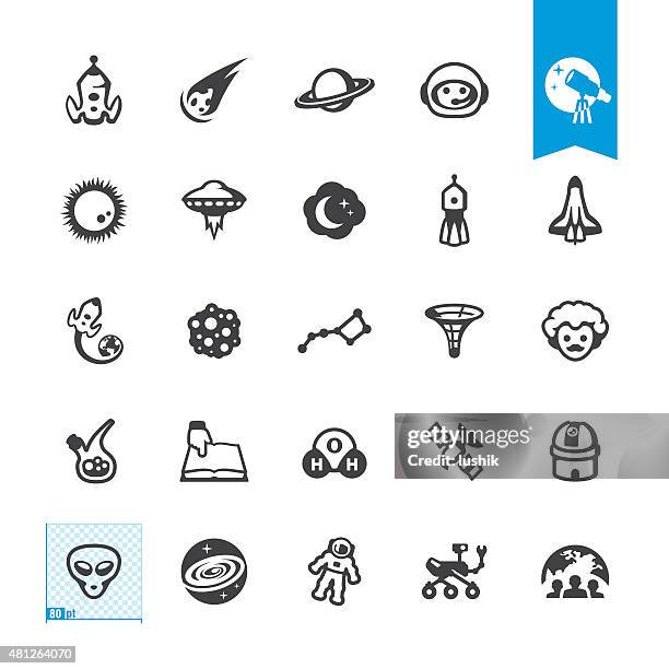 space exploration related vector icons - cosmonaut stock illustrations