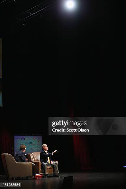 Republican presidential candidate Senator Lindsey Graham of South Carolina fields questions from Frank Luntz at The Family Leadership Summit at...