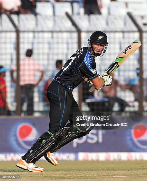 Martin Guptill of New Zealand batting during the New Zealand v Netherlands match at the ICC World Twenty20 Bangladesh 2014 played at Zahur Ahmed...