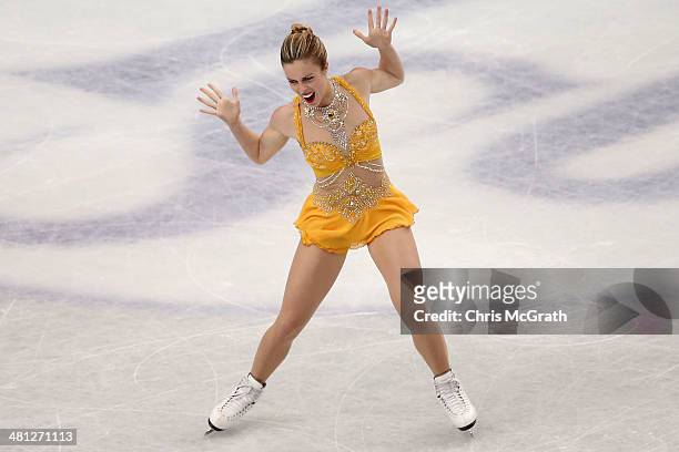 Ashley Wagner of the USA competes in the Ladies Free Skating during ISU World Figure Skating Championships at Saitama Super Arena on March 29, 2014...