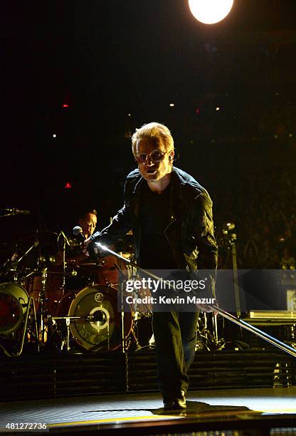 Bono performs onstage during U2's iNNOCENCE + eXPERIENCE tour at Madison Square Garden on July 18, 2015 in New York City.