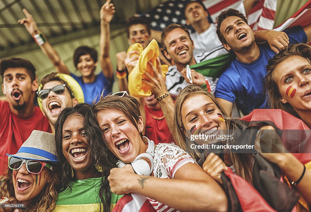 World supporter at the soccer stadium