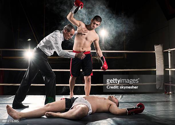 knockout! - boxing winner stock pictures, royalty-free photos & images