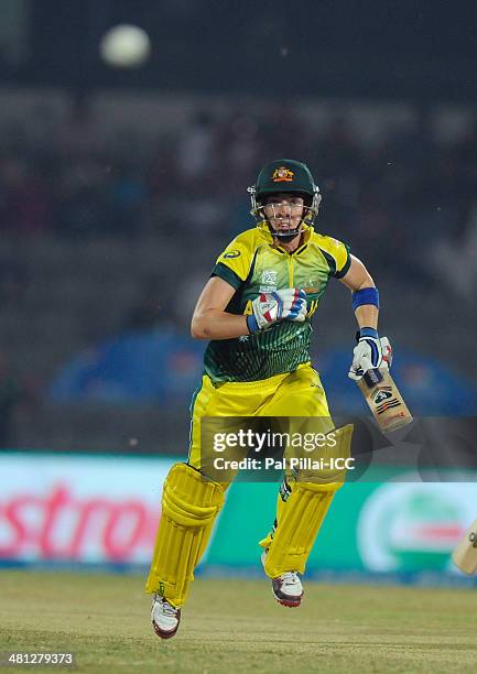 Elyse Villani of Australia bats during the ICC Women's world twenty20 match between Australia Women and Pakistan Women played at Sylhet International...