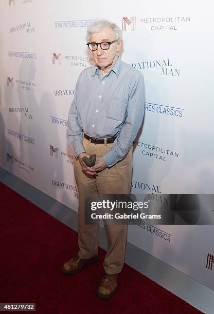 Woody Allen attends the Chicago premiere of "Irrational Man" at Bellweather Meeting House & Eatery on July 18, 2015 in Chicago, Illinois.