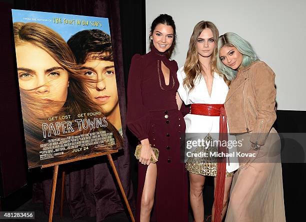 Model Kendall Jenner, actress Cara Delevingne, and model Kylie Jenner attend WSJ. Magazine And Forevermark Host A Special Los Angeles Screening Of...