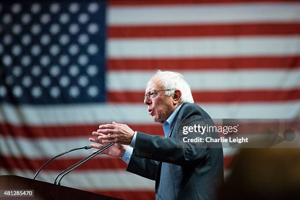 Sen. Bernie Sanders speaks to the crowd at the Phoenix Convention Center July 18, 2015 in Phoenix, Arizona. The Democratic presidential candidate...