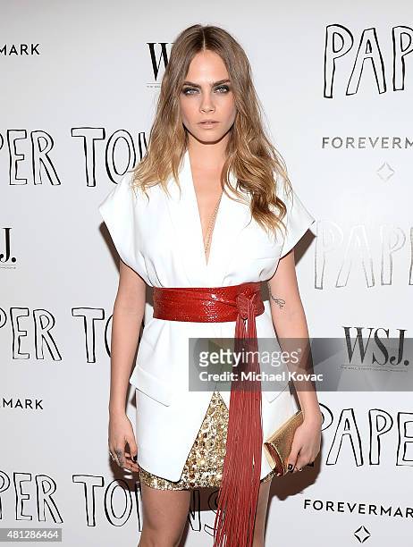 Actress Cara Delevingne attends WSJ. Magazine and Forevermark Host a Special Los Angeles Screening of "Paper Towns" at The London West Hollywood on...