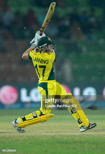 Meg Lanning captain of Australia bats during the ICC Women's World Twenty20 match between Australia Women and Pakistan Women played at Sylhet...