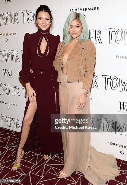Models Kendall Jenner and Kylie Jenner attend WSJ. Magazine and Forevermark Host a Special Los Angeles Screening of "Paper Towns" at The London West...