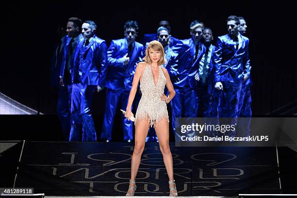 Taylor Swift performs during The 1989 Tour at Soldier Field on July 18, 2015 in Chicago, Illinois.