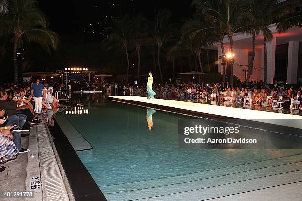 Models walk the runway during the Caffe Swimwear SS16 Collection at SWIMMIAMI at W South Beach WET on July 18, 2015 in Miami Beach, Florida.