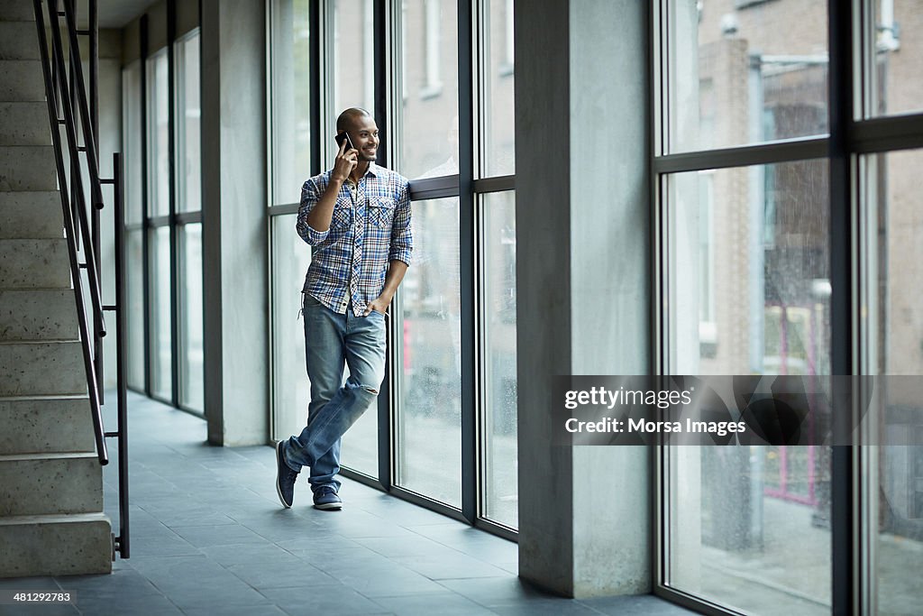 Casually dressed business man on the phone