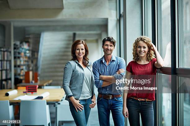 portrait of group of creative business people - drie personen stockfoto's en -beelden