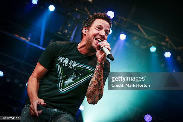 Pierre Bouvier of Simple Plan performs on Day 10 of the RBC Royal Bank Bluesfest on July 18, 2015 in Ottawa, Canada.