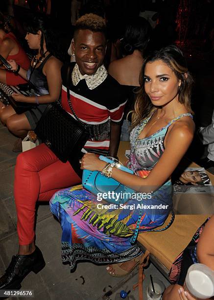 Fancy James and Style Blogger Jasmine Tosh attend the Maxim Magazine Worldwide Swimwear Collection launch at SLS South Beach on July 18, 2015 in...