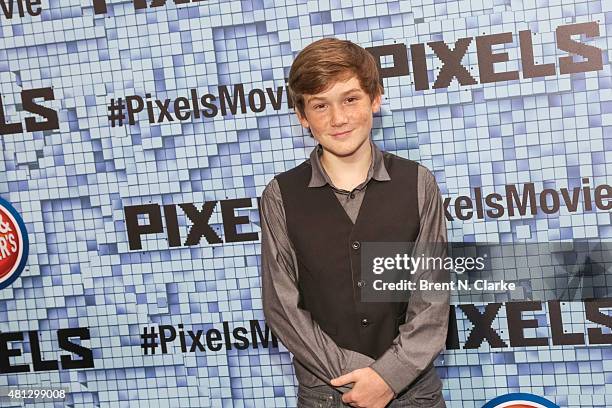 Actor Matthew Lintz arrives at the "Pixels" New York premiere held at the Regal E-Walk on July 18, 2015 in New York City.