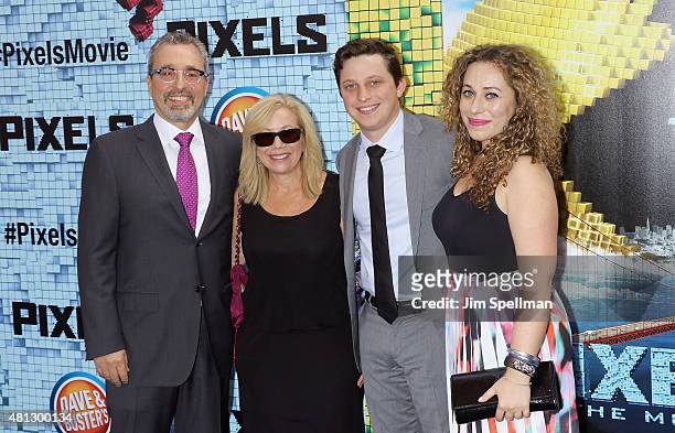 Executive producer Michael Barnathan and family attend the "Pixels" New York premiere at Regal E-Walk on July 18, 2015 in New York City.