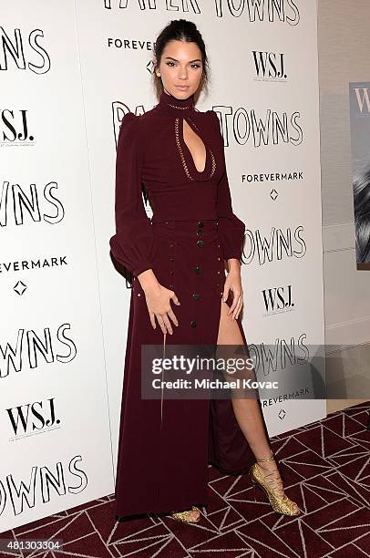 Model Kendall Jenner attends WSJ. Magazine And Forevermark Host A Special Los Angeles Screening Of "Paper Towns" at The London West Hollywood on July...