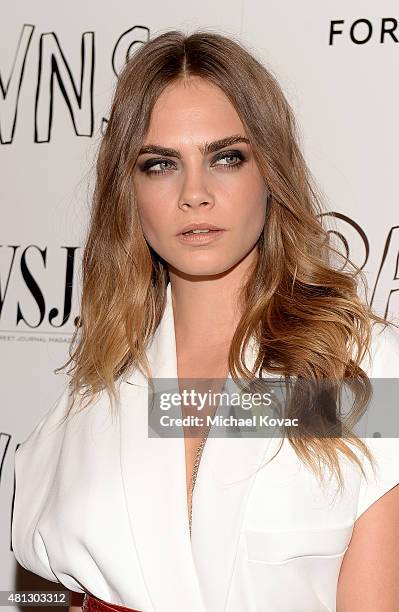 Actress Cara Delevingne attends WSJ. Magazine And Forevermark Host A Special Los Angeles Screening Of "Paper Towns" at The London West Hollywood on...