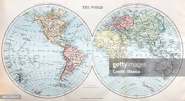 stockillustraties, clipart, cartoons en iconen met antique map of the world - world politics