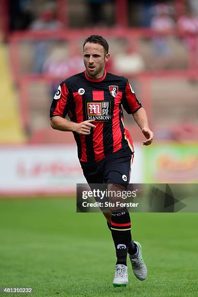 Bournemouth player Mark Pugh in action during the Pre season friendly match between Exeter City and AFC Bournemouth at St James Park on July 18, 2015...