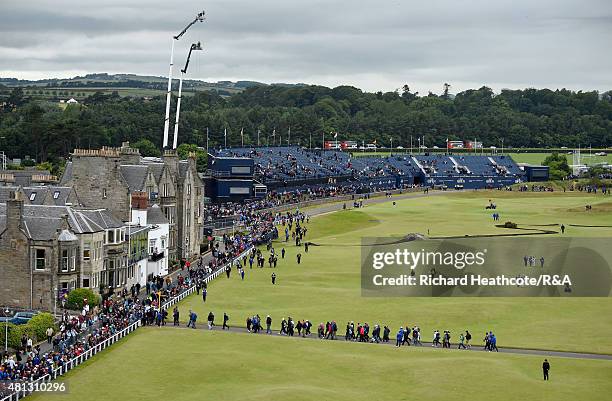 General view of the 18th hole during the third round of the 144th Open Championship at The Old Course on July 19, 2015 in St Andrews, Scotland.