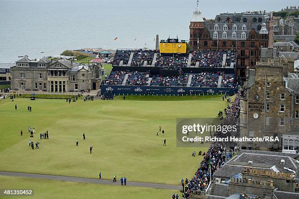 General view of the 18th hole during the third round of the 144th Open Championship at The Old Course on July 19, 2015 in St Andrews, Scotland.