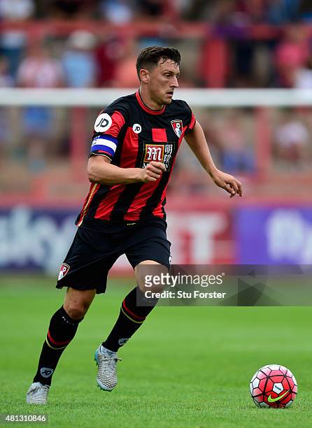 Bournemouth player Tommy Elphick in action during the Pre season friendly match between Exeter City and AFC Bournemouth at St James Park on July 18,...