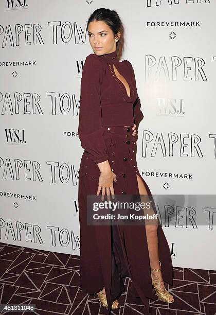 Kendall Jenner arrives at the Screening Of 20th Century Fox's "Paper Towns" at The London West Hollywood on July 18, 2015 in West Hollywood,...