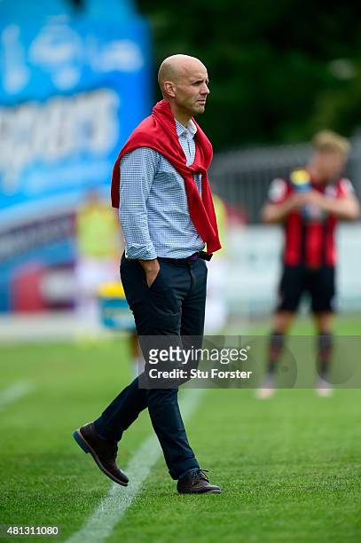 Exeter manager Paul Tisdale looks on during the Pre season friendly match between Exeter City and AFC Bournemouth at St James Park on July 18, 2015...