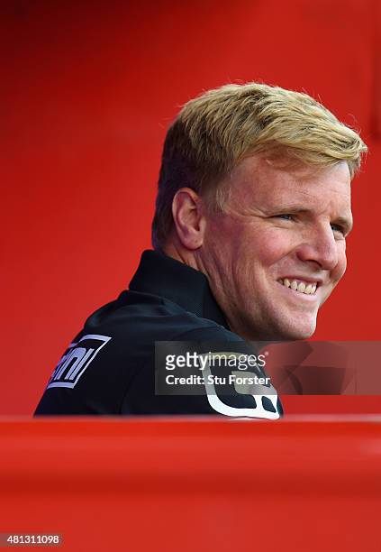 Bournemouth manager Eddie Howe looks on before the Pre season friendly match between Exeter City and AFC Bournemouth at St James Park on July 18,...