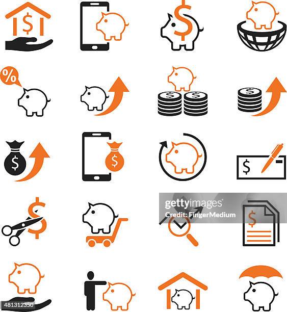 finance icon set,vector - low angle walking stock illustrations