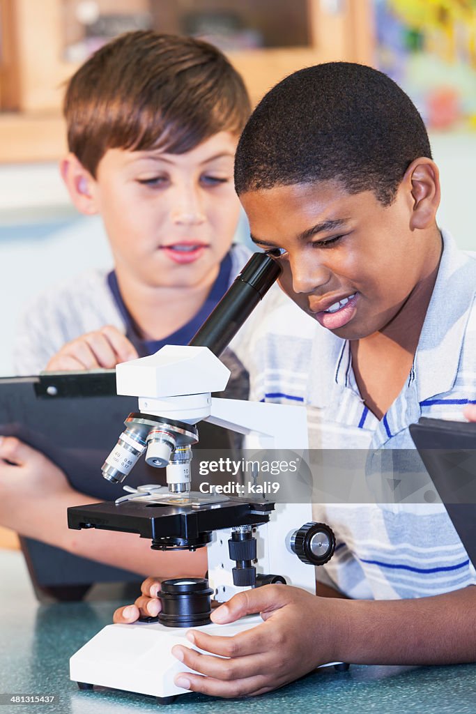 Boys in science class