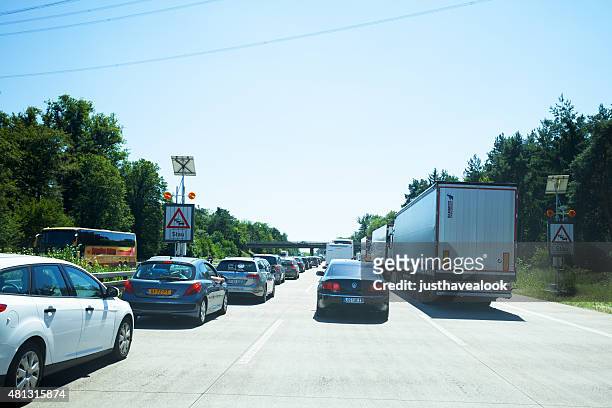 summer holiday traffic jam to south of germany - summer jam 2015 stock pictures, royalty-free photos & images