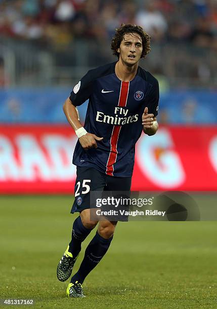 Andrien Rabiot of Paris Saint-Germain in action during the 2015 International Champions Cup match against Benfica at BMO Field on July 18, 2015 in...