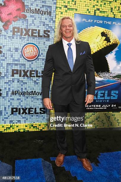 James Preston Rogers arrives at the "Pixels" New York premiere held at the Regal E-Walk on July 18, 2015 in New York City.