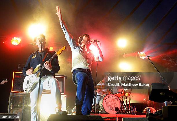 Freddie Cowan and Jay Jay Pistolet of The Vaccines perform on the BBC Radio 6 Music stage on day 3 of Latitude Festival at Henham Park Estate on July...