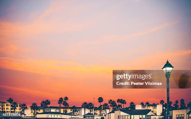 redondo beach sunset. - redondo beach kalifornien stock-fotos und bilder