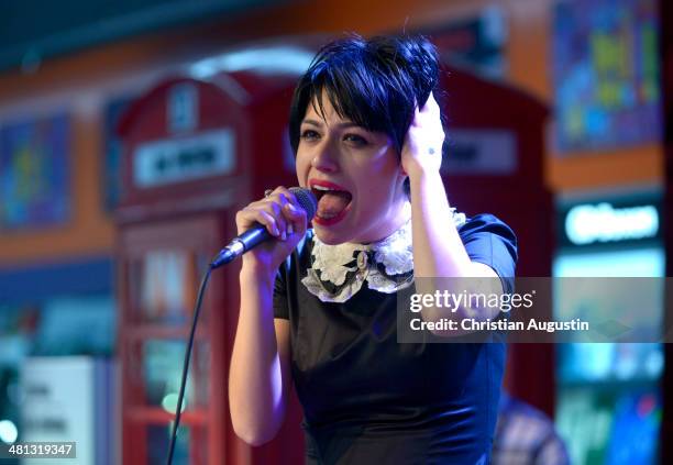 Gabriella Cilmi performs during her autograph session on March 29, 2014 in Hamburg, Germany.