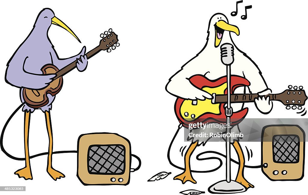 Birds Playing Guitar And Bass