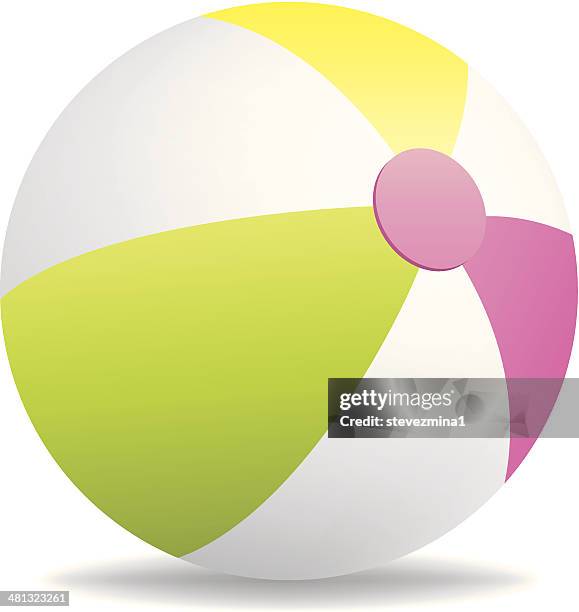 white beach ball with three colors - inflatable ball stock illustrations