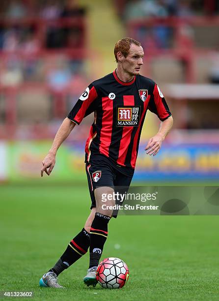 Bournemouth player Shaun MacDonald in action during the Pre season friendly match between Exeter City and AFC Bournemouth at St James Park on July...