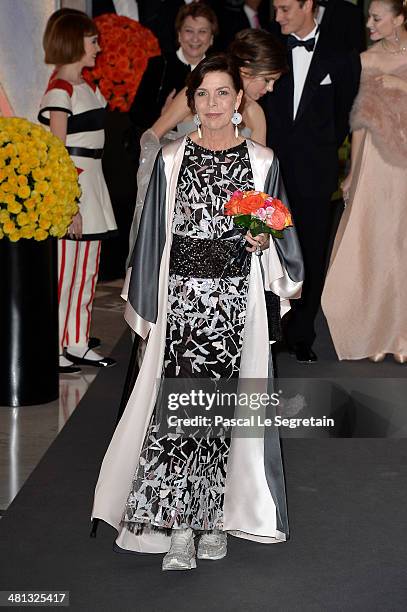 Princess Caroline of Hanover attends the Rose Ball 2014 in aid of the Princess Grace Foundation at Sporting Monte-Carlo on March 29, 2014 in...