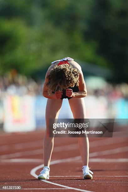 Alina Reh of Germany celebrates winning the WomenÕs 5000m final at Ekangen Arena on July 19, 2015 in Eskilstuna, Sweden.