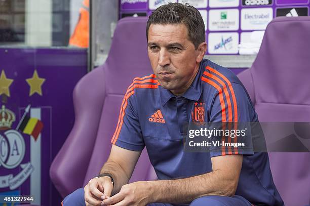 Coach Besnik Hasi of RSC Anderlecht during the pre-season friendly match between RSC Anderlecht and SS Lazio Roma on July 19, 2015 at the Constant...